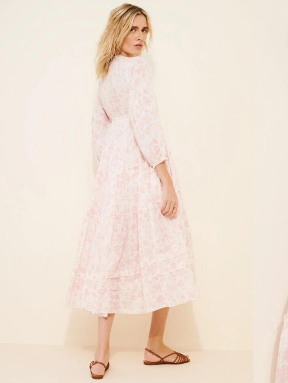 Free People Pappiet Floral MIDI Dress White Size XS 1760